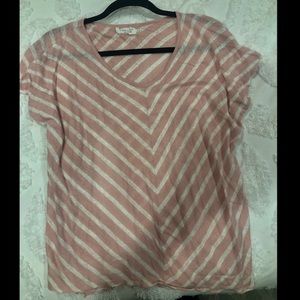 Velvet by Graham and Spencer Pink and White Tee